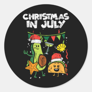 Kerstmis In Juli Avocado Taco Zomer Mexicaanse Man Ronde Sticker