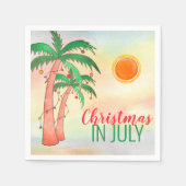 Kerstmis in juli BBQ-feest Palmboom servetten (Voorkant)