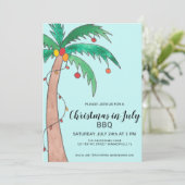 Kerstmis in juli BBQ Palm Tree Kaart (Staand voorkant)