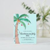Kerstmis in juli BBQ Palm Tree Uitnodiging Briefkaart (Staand voorkant)