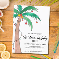 Kerstmis In Juli BBQ Palm Uitnodigingskaart