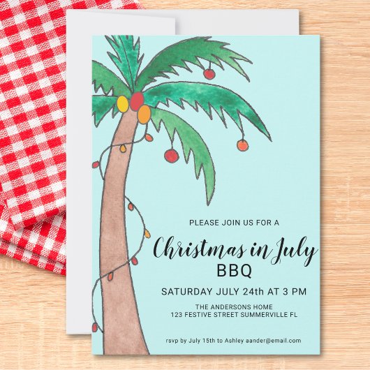 Kerstmis in juli BBQ Palmboom Kaart