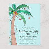 Kerstmis in juli BBQ Palmboom Uitnodiging Briefkaart (Voorkant)