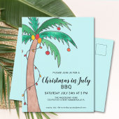 Kerstmis in juli BBQ Palmboom Uitnodiging Briefkaart