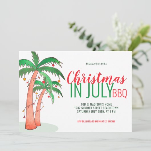 Kerstmis in juli BBQ Party Kaart (Staand voorkant)