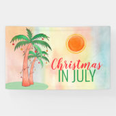 Kerstmis in juli BBQ Party Palm Trees Banner (Horizontaal)