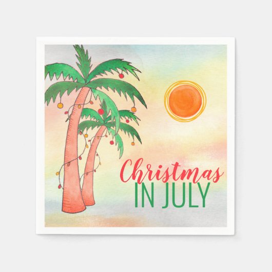 Kerstmis in juli BBQ Party Palm Trees Napkins Servet (Voorkant)