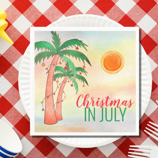 Kerstmis in juli BBQ Party Palm Trees Napkins Servet