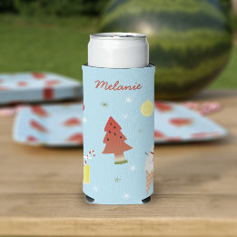 Kerstmis in juli BBQ Zomerfeest Gepersonaliseerd Seltzer Blikjeskoeler