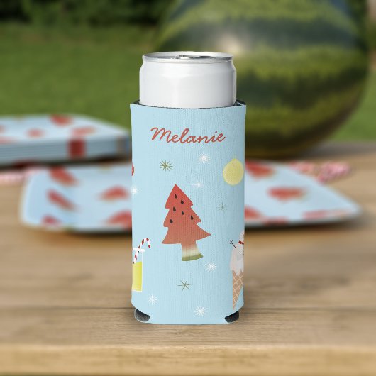 Kerstmis in juli BBQ Zomerfeest Gepersonaliseerd Seltzer Blikjeskoeler