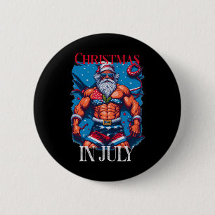 Kerstmis In Juli Bodybuilder Kerstman Verenigde St Ronde Button 5,7 Cm