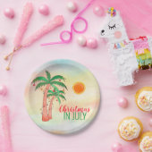Kerstmis in juli Bord BBQ Party Palm Trees Paper (Feest)