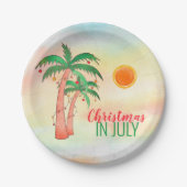 Kerstmis in juli Bord BBQ Party Palm Trees Paper (Voorkant)