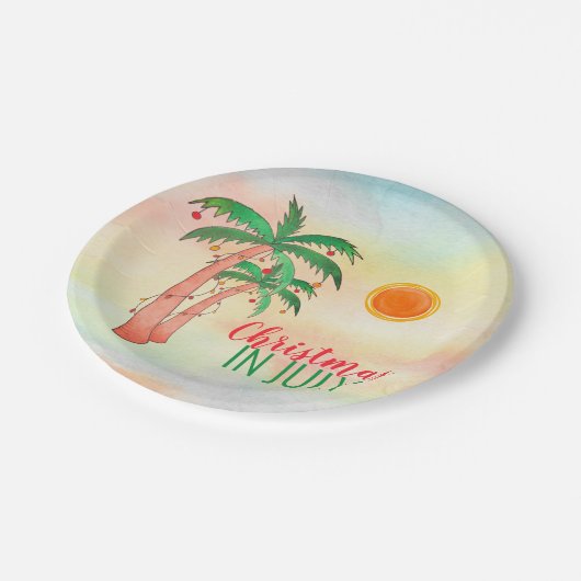 Kerstmis in juli Bord BBQ Party Palm Trees Paper (Gekanteld)