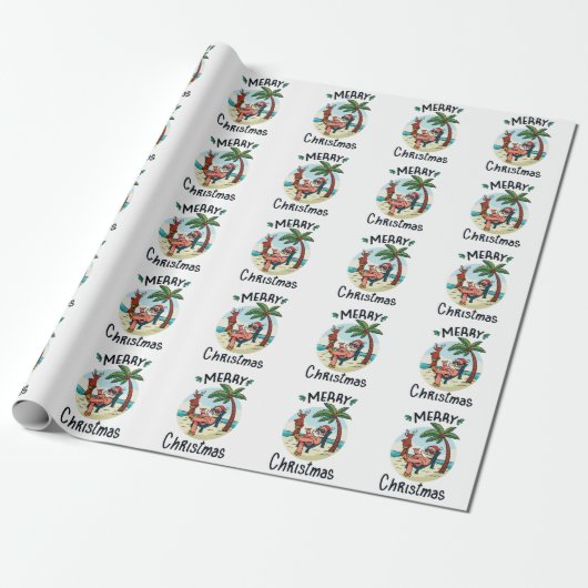 Kerstmis in juli Briefkaart Sticker Square Sticker Cadeaupapier (Uitgerold)