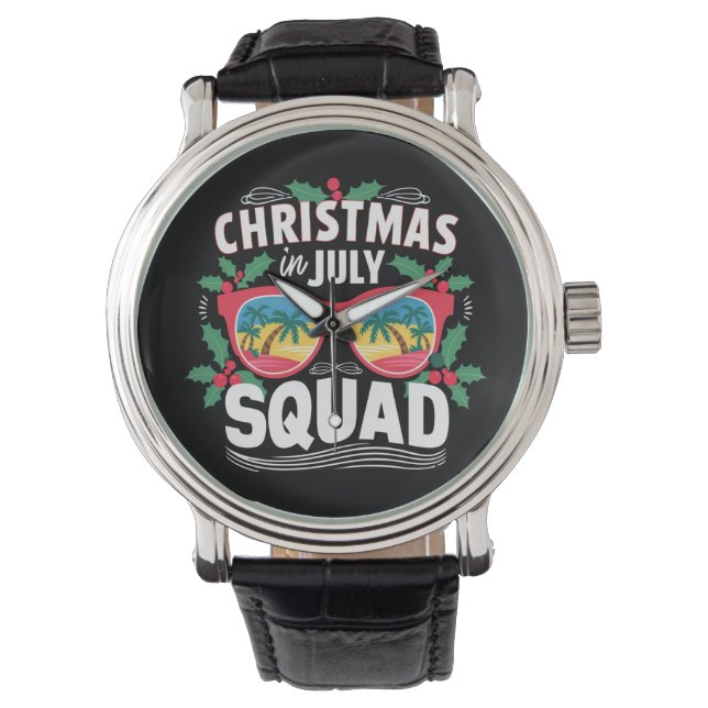 Kerstmis In Juli Bril Zomer Strand Horloge (Voorkant)