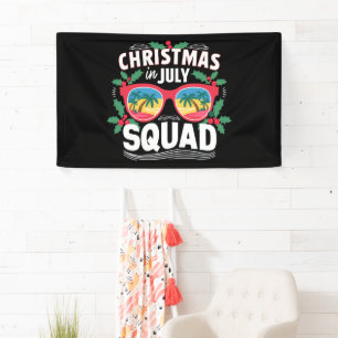 Kerstmis In Juli Bril Zomer Strand Spandoek