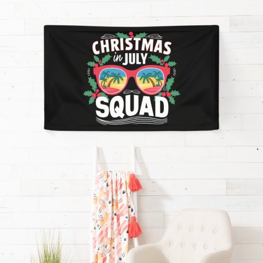 Kerstmis In Juli Bril Zomer Strand Spandoek (Insitu)