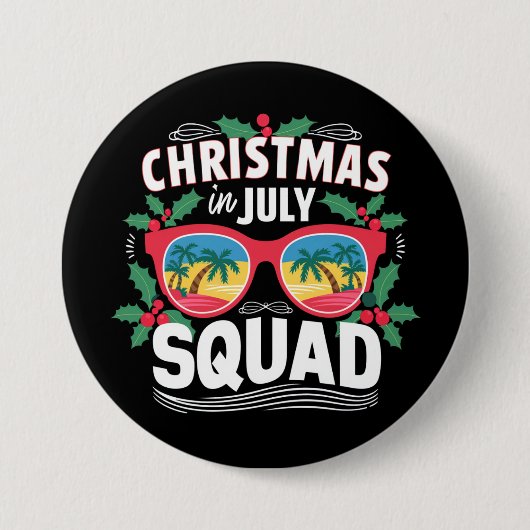 Kerstmis In Juli Bril Zomerstrand Ronde Button 7,6 Cm (Voorkant)