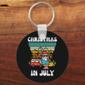 Kerstmis In Juli Camper Van Kerstman Retro Kerstma Sleutelhanger (Voorkant)