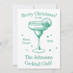 Kerstmis in juli Cocktail Party gepersonaliseerd Feestdagenkaart