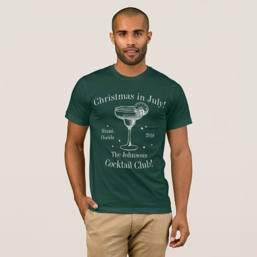 Kerstmis in juli Cocktail Party Matching T-shirt (Voorkant volledig)