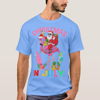 Kerstmis in juli Cocktails Flamingo Santa T-shirt
