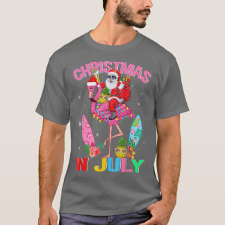 Kerstmis in juli Cocktails Flamingo Santa T-shirt
