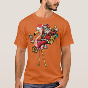 Kerstmis in juli Cocktails Flamingo Santa T-shirt