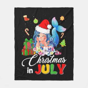 Kerstmis in juli Cute Anime Mermaid Santa Hat Sum Fleece Deken