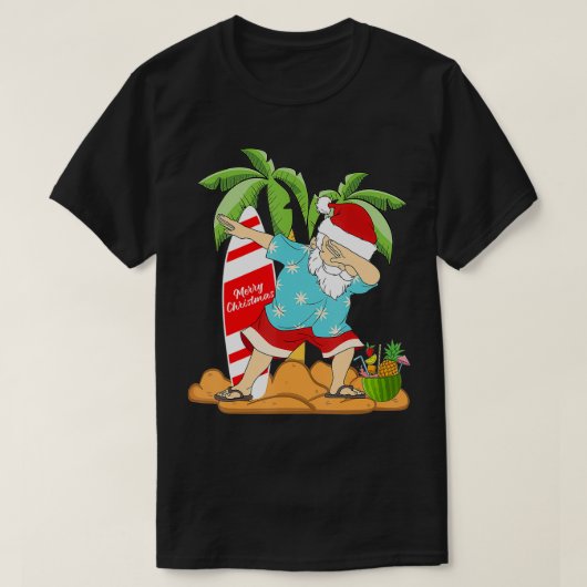 Kerstmis in juli: Dabbing Santa Summer Watermelon T-shirt (Design voorkant)