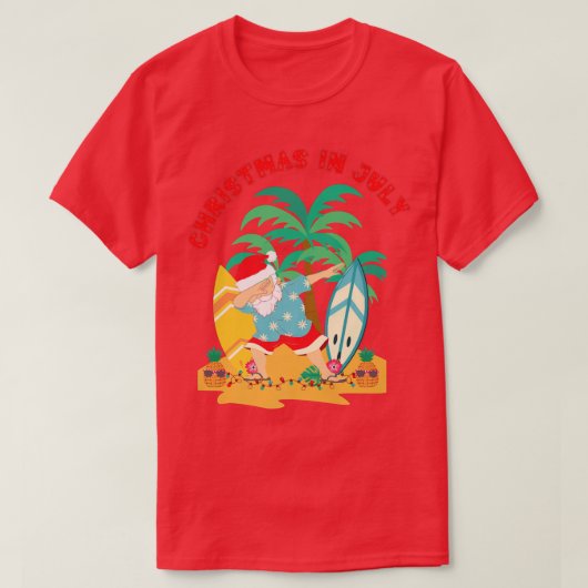 Kerstmis in juli: Dabbing Santa Tropical Beach Su T-shirt (Design voorkant)