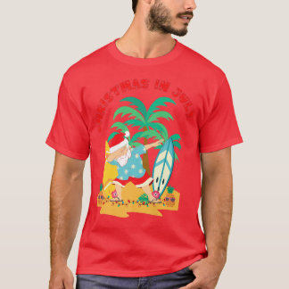 Kerstmis in juli: Dabbing Santa Tropical Beach Su T-shirt