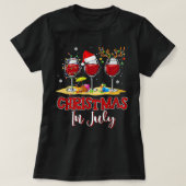 Kerstmis in juli drie glas rode wijn zomer 2 t-shirt (Design voorkant)