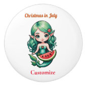 Kerstmis in juli Elf Zeemeermin Thunder_Cove Keramische Knop (Voorkant)