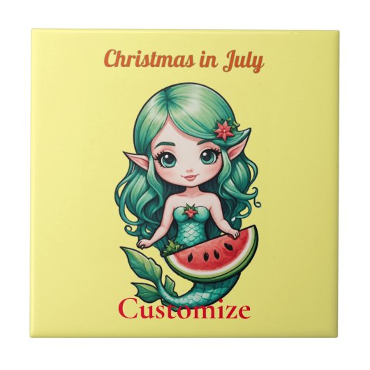 Kerstmis in juli Elf Zeemeermin Thunder_Cove Tegeltje (Voorkant)