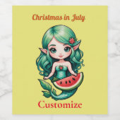 Kerstmis in juli Elf Zeemeermin Thunder_Cove Wijn Etiket (Enkel label)