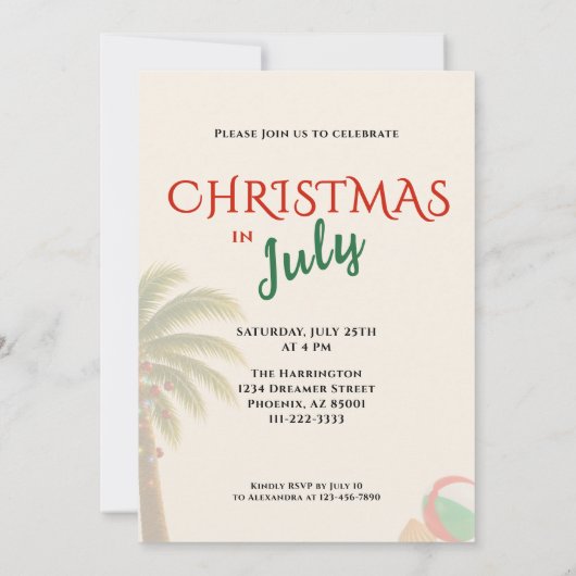 Kerstmis in juli familie BBQ uitnodiging (Achterkant)