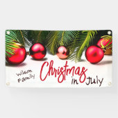 Kerstmis in juli Familie Reünie Zomer Zwembad Part Spandoek (Horizontaal)