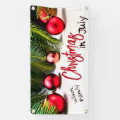 Kerstmis in juli Familie Reünie Zomer Zwembad Part Spandoek (Verticaal)