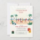 Kerstmis in juli familie strandtrip kaart (Voorkant)