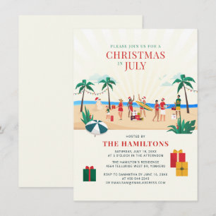 Kerstmis in juli familie strandtrip kaart