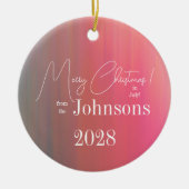 Kerstmis in Juli Familienaam en Jaar Keramisch Ornament (Voorkant)