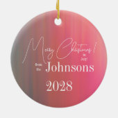 Kerstmis in Juli Familienaam en Jaar Keramisch Ornament (Achterkant)