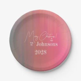 Kerstmis in Juli Familienaam en Jaar Papieren Bordje