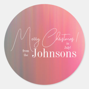 Kerstmis in juli Familienaam Ronde Sticker