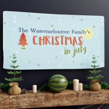 Kerstmis in juli Familienaam Summer Party Blue