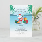 Kerstmis in juli Family Summer BBQ Beach Party Kaart (Staand voorkant)