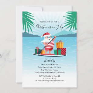 Kerstmis in juli Family Summer BBQ Beach Party Kaart