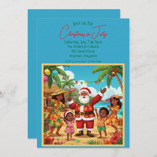 Kerstmis in juli-feest kaart (Voorkant / Achterkant)